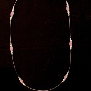 Purple and White Beaded Necklace